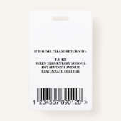 Modern Blue School Nurse Employee Foto Name ID Badge (Achterkant)