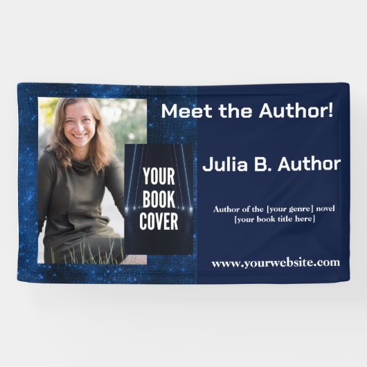 Modern Blue Sci Fi Auteur Boek Signing Spandoek (Horizontaal)