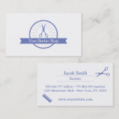 Modern Blue Scissors Barber Shop Hair Salon Visitekaartje (Voorkant / Achterkant)