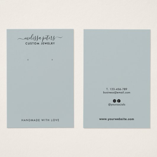 Modern Blue Script Jewelry Earring Display Kaart (Voorkant /achterkant)