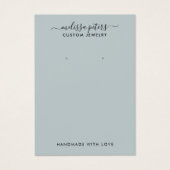 Modern Blue Script Jewelry Earring Display Kaart (Voorkant)