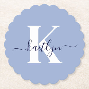Modern Blue Script-monogram Kartonnen Onderzetters