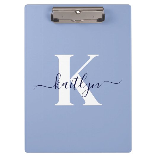 Modern Blue Script-monogram Klembord (Voorkant)