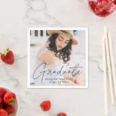 Modern Blue Script Photo Afstuderen Servet (Insitu)