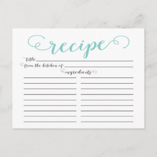 Modern Blue Script Vrijgezellenfeest Recept Kaarte Briefkaart