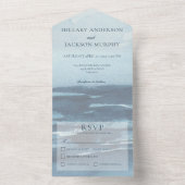 Modern Blue Seascape Beach All In One Uitnodiging (Binnen)