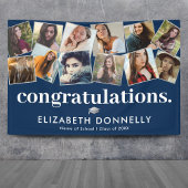 Modern Blue Silver Afstuderen Photo Collage Banner