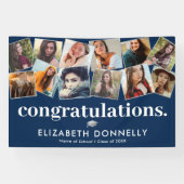 Modern Blue Silver Afstuderen Photo Collage Banner (Horizontaal)