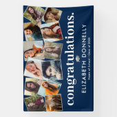 Modern Blue Silver Afstuderen Photo Collage Banner (Verticaal)