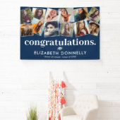 Modern Blue Silver Afstuderen Photo Collage Banner (Insitu)