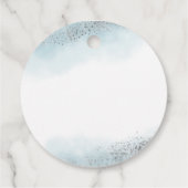 Modern Blue Silver Glitter Baby shower Bedankjes Labels (Achterkant)