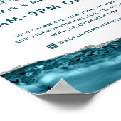 Modern Blue Silver Glitter Hair Salon Open Sign Poster (Hoek)