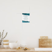 Modern Blue Silver Glitter Hair Salon Open Sign Poster (Keuken)