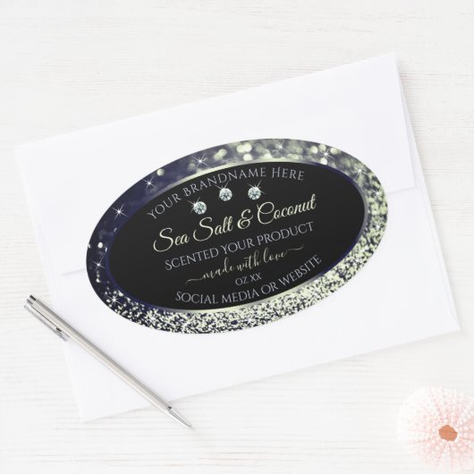 Modern Blue Silver Glitter Product Labels Diamonds (Envelop)