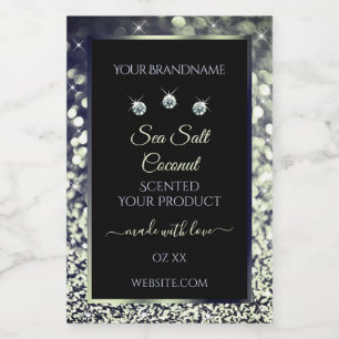 Modern Blue Silver Glitter Product Labels Diamonds Voedselcontainer Etiket