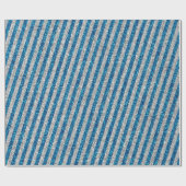Modern Blue Silver Glitter Stripes Patroon Cadeaupapier (Vlak)