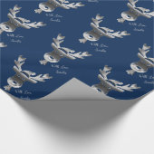 Modern Blue Silver Grey Reindeer Cute Kerstmis Cadeaupapier (Hoek)