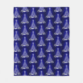 Modern Blue & Silver Holiday Tree Motif Fleece Deken (Voorkant)