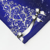 Modern Blue & Silver Holiday Tree Motif Fleece Deken (Hoek)