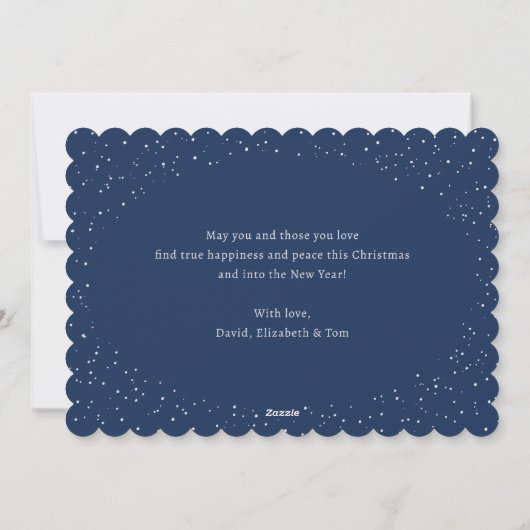 Modern Blue Silver Snowflake Snow Christmas Card Feestdagenkaart (Achterkant)