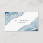 Modern Blue Silver Waterverf Tide Visitekaartje (Voorkant)