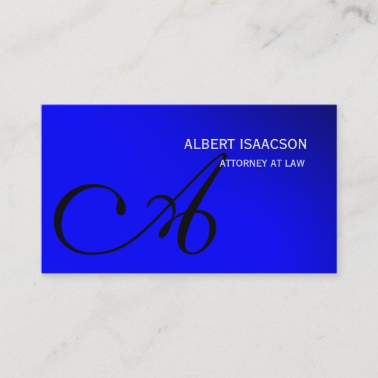 Modern Blue Simple Monogram Visitekaartje (Voorkant)