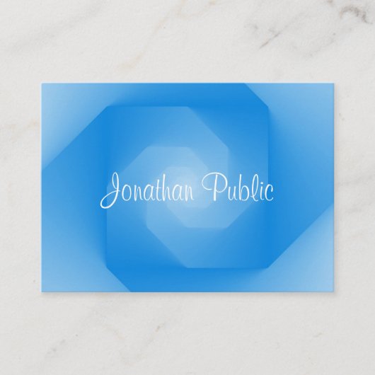 Modern Blue Sjabloon Handgeschreven scriptnaam Visitekaartje (Voorkant)