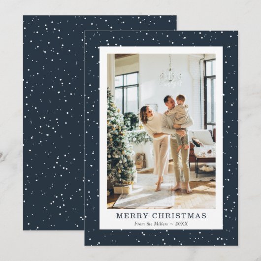 Modern Blue Snow-fotografie voor pretkerst Feestdagenkaart (Voorkant / Achterkant)