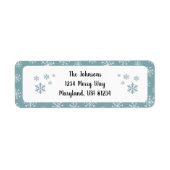 Modern Blue Snowflake-adres Etiket (Voorkant)