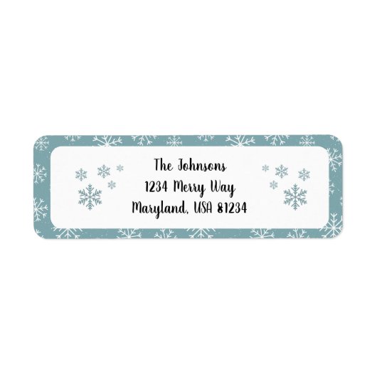 Modern Blue Snowflake-adres Etiket (Voorkant)