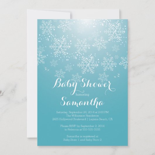 Modern Blue Snowflake Boys Baby shower Uitnodiging (Voorkant)