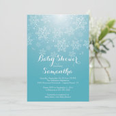 Modern Blue Snowflake Boys Baby shower Uitnodiging (Staand voorkant)