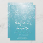Modern Blue Snowflake Boys Baby shower Uitnodiging (Voorkant / Achterkant)