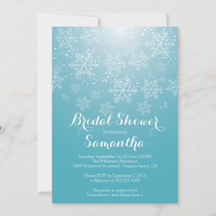 Modern Blue Snowflake Bridal Shower Kaart