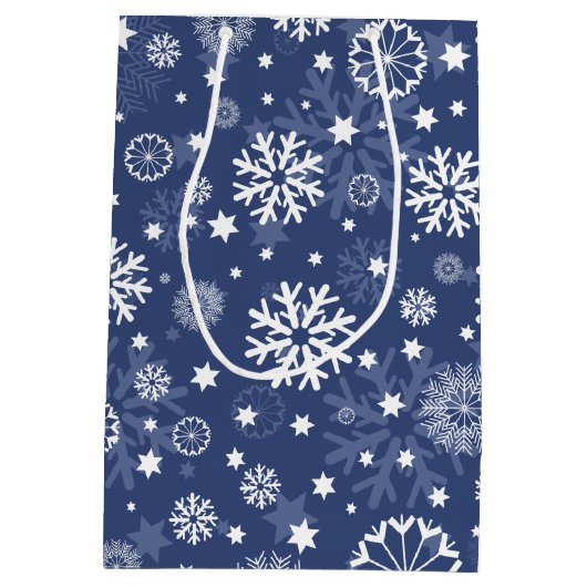 Modern Blue Snowflake kerstfeestdag cadeautas (Achterkant)