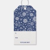 Modern Blue Snowflake kerstfeestdag Label Cadeaulabel (Voorkant)