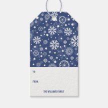 Modern Blue Snowflake kerstfeestdag Label