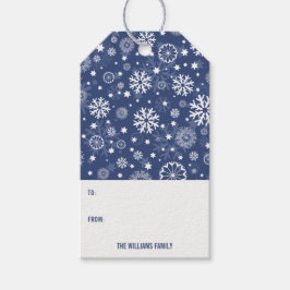 Modern Blue Snowflake kerstfeestdag Label Cadeaulabel