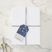 Modern Blue Snowflake kerstfeestdag Label Cadeaulabel (Met Touw)