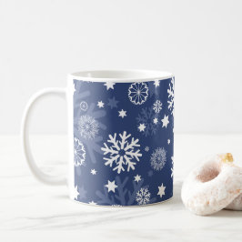 Modern Blue Snowflake kerstkoffie Mok