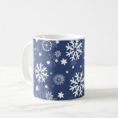 Modern Blue Snowflake kerstkoffie Mok (Voorkant links)