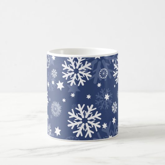 Modern Blue Snowflake kerstkoffie Mok (Center)