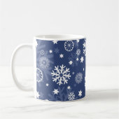 Modern Blue Snowflake kerstkoffie Mok (Links)
