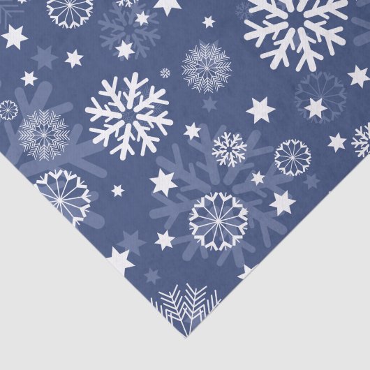 Modern Blue Snowflake-kerstpapier Tissuepapier (Detail)