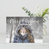 Modern Blue Snowflake Merry-kerstfotokaart Feestdagenkaart (Staand voorkant)