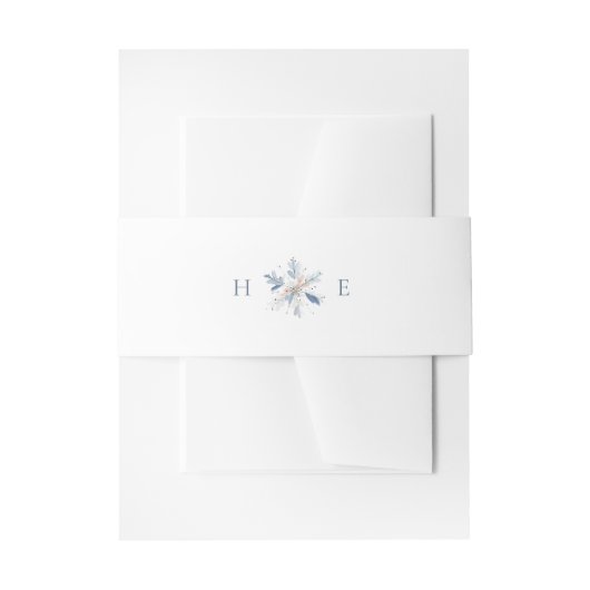 Modern Blue Snowflake Monogram Wedding Uitnodigingen Wikkel (Voorkant Voorbeeld)