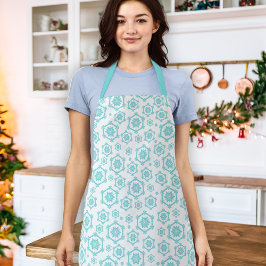 Modern Blue Snowflake Pattern Snow Kerstmis Schort