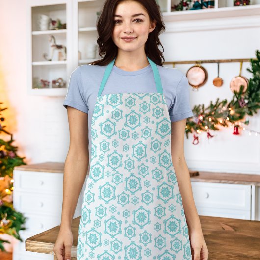 Modern Blue Snowflake Pattern Snow Kerstmis Schort