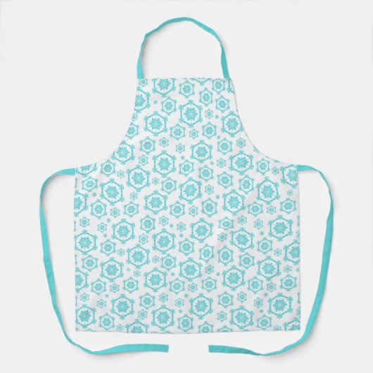 Modern Blue Snowflake Pattern Snow Kerstmis Schort (Voorkant)