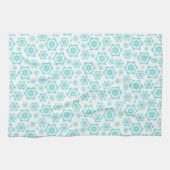 Modern Blue Snowflake Pattern Snow Kerstmis Theedoek (Horizontaal)